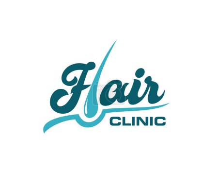 Illustration for Hair clinic or dermatology icon of follicle grow for trichology medicine, vector emblem. Hair care and transplantation clinic symbol of hair follicle growing in letters for medical trichologist salon - Royalty Free Image