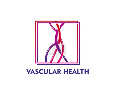 Ilustración de Icono de salud vascular y arterial venosa para terapia médica y tratamiento, emblema vectorial. Icono de venas o vasos sanguíneos para la salud cardiovascular, cardiología y nutrición capilar Vitaminas - Imagen libre de derechos