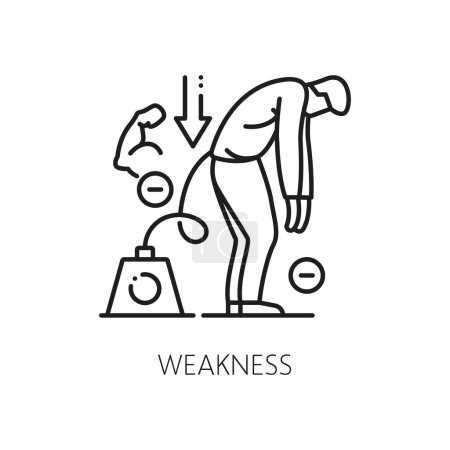 Photo for Weakness line icon, vector hematology, anemia symptom and physical disease. Exhausted, tired or weak man with body heaviness outline sign of anaemia blood disorder and lack hemoglobin symptoms - Royalty Free Image