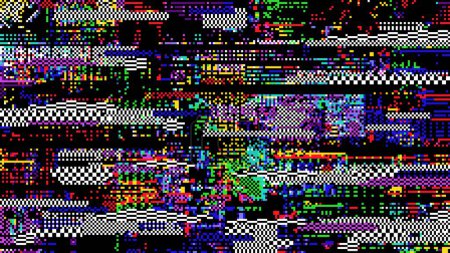 Illustration for Retro pixel glitch background. Abstract glitched distortion effect. Vector colored, random pixelated pattern on screen. Television distorted video, no signal vintage TV frame, computer program error - Royalty Free Image