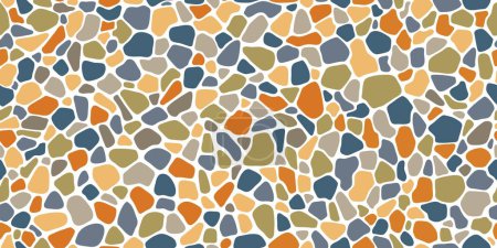 Photo for Gravel and pebble mosaic stone pattern, paving background. Vector seamless street cobblestone, garden sidewalk tile with colorful paving blocks, rocks or gravel for patio and outdoor space - Royalty Free Image