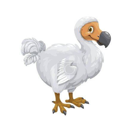 Zeichentrick-Dodo-Vogel-Figur. Vereinzelte vektorflugunfähige Vögel, die auf Mauritius beheimatet sind und für ihre Größe, ihren runden Körper, ihre stumpfen Flügel und ihren markanten Schnabel bekannt sind. Seit dem späten 17. Jahrhundert ausgestorben