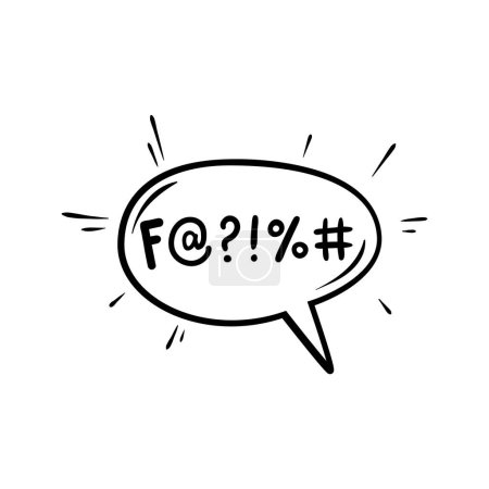 Illustration for Comic swear speech bubble, hate angry talk, aggressive expletive curse, feature expressive typography signs inside of black dialogue vector cloud to convey the intensity and emphasis of the profanity - Royalty Free Image
