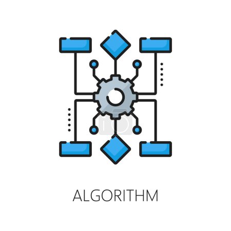 Photo for AI algorithm, machine learning, artificial intelligence technology line color icon. Artificial intelligence computer science, robotic smart algorithm future technology thin line vector pictogram - Royalty Free Image