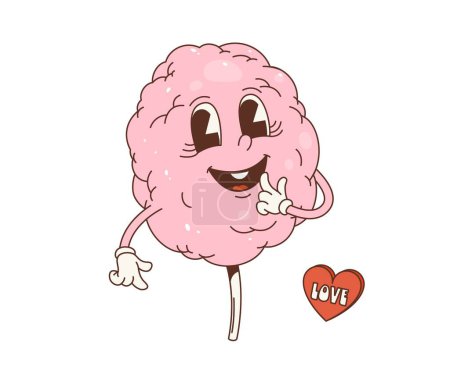 Photo for Cartoon retro cotton candy groovy character. Isolated vector pink, fluffy food personage with sweet smile and sugar-spun tendrils, embodying sugary joy and whimsical delight in a vibrant fantasy world - Royalty Free Image