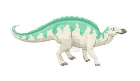 Personaje de dinosaurio anatotitano de dibujos animados. Dino hadrosáurido vectorial aislado del cretácico tardío, gigante herbívoro con pico de pato y cresta en la espalda. Reptil extinto paleontológico