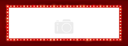 Illustration for Broadway billboard or casino board and light bulb marquee frame, vector background. Circus or retro movie cinema signboard with lightbulb lamps, vintage marquee red frame for cinema or show billboard - Royalty Free Image