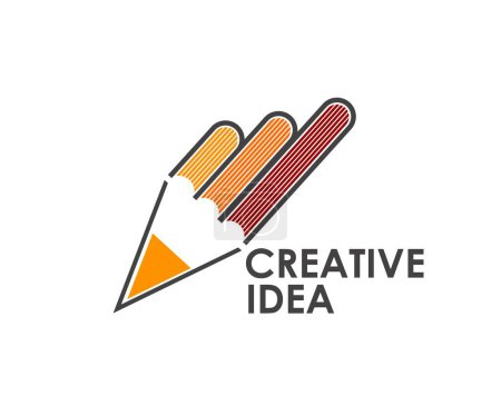 Illustration for Design and education creative idea pencil icon. Isolated vector emblem of colorful pencil tip, represents innovation, inspiration, and the pursuit of knowledge or idea, in a modern and artistic design - Royalty Free Image