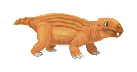 Cartoon lystrosaurus dinosaur character. Isolated vector prehistoric dino animal, stubby, herbivorous reptile from the early Triassic period, distinguished by its beak-like snout and tusks