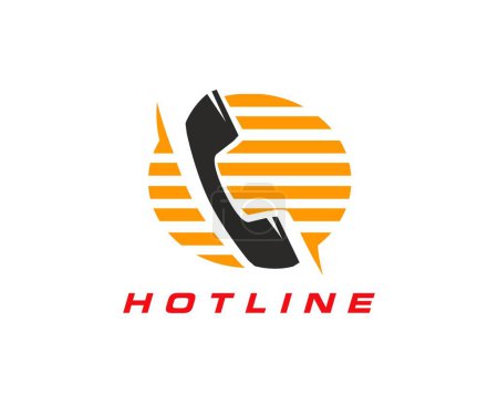 Illustration for Call center icon for hotline help and customer support service, vector symbol of telephone receiver. Client assistance and customer contact call center sign for telephone operator and agent assistant - Royalty Free Image