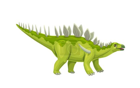 Cartoon Kentrosaurus dinosaur character for kids toy or dino game, vector Jurassic reptile. Funny cute green Kentrosaurus dino with funny smile on face for children prehistoric education or game
