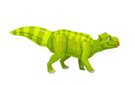 Ilustración de Personaje de dinosaurio o dino de dibujos animados, Bagaceratops para niños Juguetes jurásicos, colección de animales extintos vectoriales. Dinosaurio Bagaceratops con cara linda divertida para niños dino o arqueología de dibujos animados juego - Imagen libre de derechos