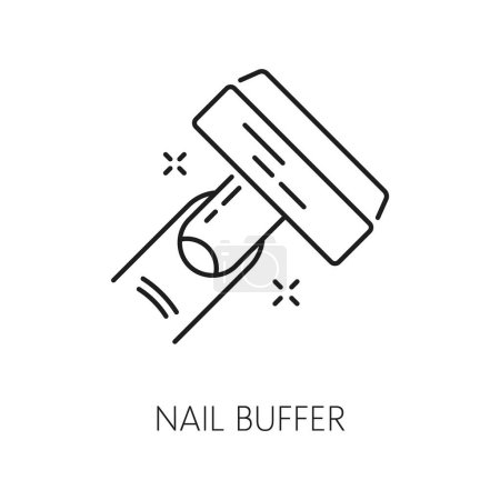 Photo for Nail manicure service icon with nail buffer. Isolated vector beauty care linear sign with female finger and sleek tool that smooths and shines nails to perfection, adding a glossy finish to fingertips - Royalty Free Image