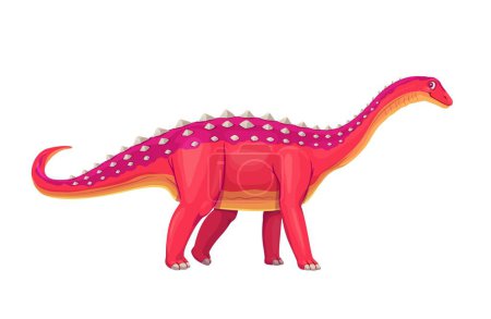 Ilustración de Aegyptosaurus dinosaurio prehistórico. El dino saurópodo de tamaño medio vectorial de dibujos animados aislado vivió en Egipto durante el período cretácico temprano. Reptil rojo y naranja con cuello largo, cola y espinas en la espalda - Imagen libre de derechos