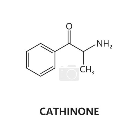 Synthetic drug structure, Cathinone molecule formula. Drug atomic composition, addictive narcotic substance biochemical model or synthetic Cathinone molecular structure vector scheme