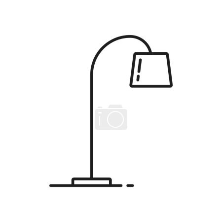 Photo for Floor lamp or reading light line icon, lighting fixture and illumination, outline vector. Base lamp or room uplighter with lightbulb and lampshade, line icon of lighting fixture for interior design - Royalty Free Image