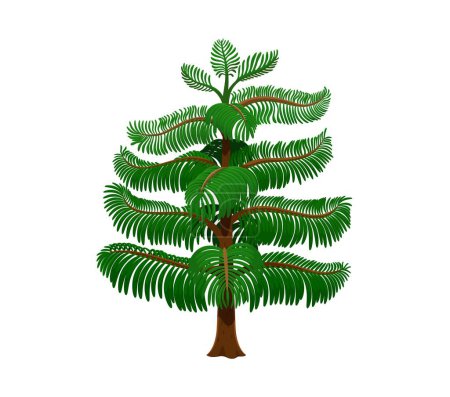 Photo for Cartoon jungle rainforest tree, Jurassic era game asset, evergreen tropical plant with lush foliage. Isolated 2d landscape graphics. Isolated cartoon vector plant for ancient world gaming experience - Royalty Free Image