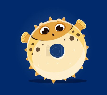 Sea animals in underwater font, letter O as puffer fish cartoon character, vector undersea alphabet. Sea animals font or ocean ABC typeface with funny bubble fish in letter O for kids undersea type