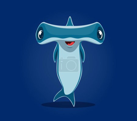 Sea animals in underwater font, letter T as shark hammerhead fish, vector cartoon funny character. Undersea font and sea animals alphabet or ocean ABC typeface with cute hammerhead shark in letter T