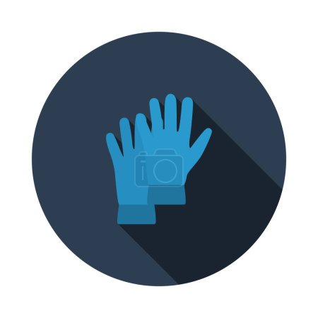 Rubber Protective Gloves Icon. Flat Circle Stencil Design With Long Shadow. Vector Illustration.