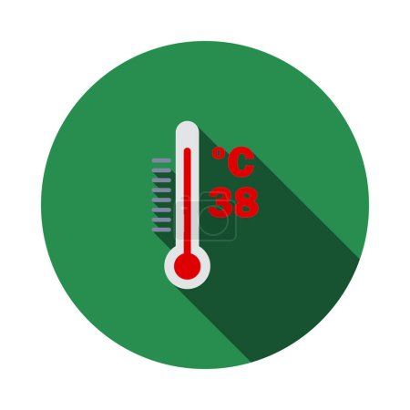 High Temperature Icon. Flat Circle Stencil Design With Long Shadow. Vector Illustration.