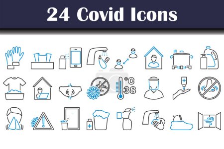 Covid Icon Set. Editable Bold Outline With Color Fill Design. Vector Illustration.