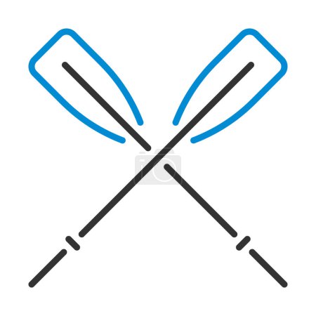 Icon Of Boat Oars. Editable Bold Outline With Color Fill Design. Vector Illustration.
