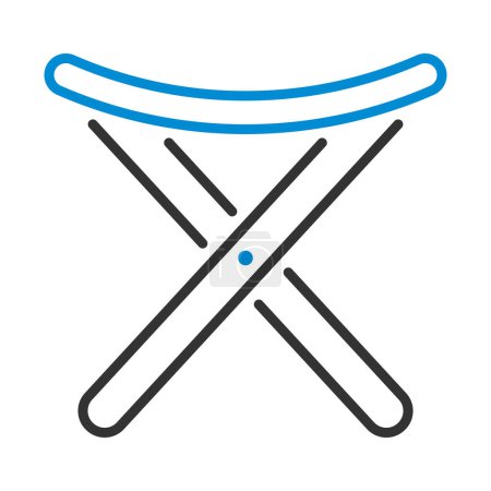 Icon Of Fishing Folding Chair. Editable Bold Outline With Color Fill Design. Vector Illustration.