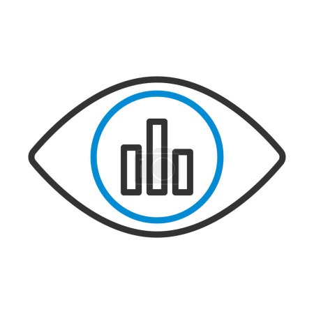 Eye With Market Chart Inside Pupil Icon. Editable Bold Outline With Color Fill Design. Vector Illustration.