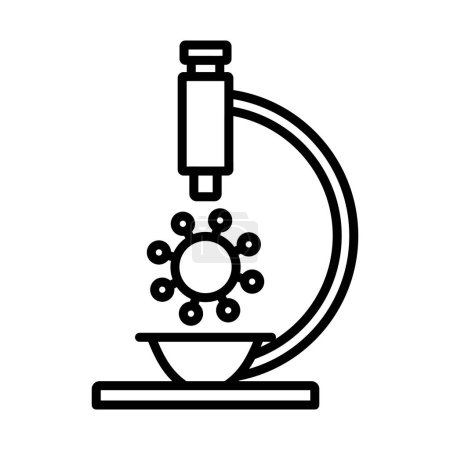 Research Coronavirus By Microscope Icon. Diseño de contorno audaz con ancho de carrera editable. Ilustración vectorial.