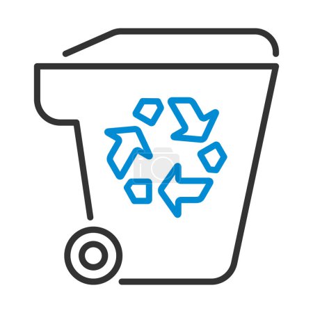 Ilustración de Contenedor de basura con icono de signo de reciclaje. Esquema audaz editable con diseño de relleno de color. Ilustración vectorial. - Imagen libre de derechos