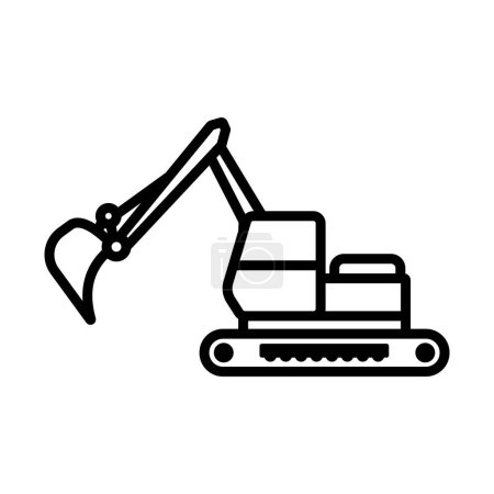 Icono de la excavadora de construcción. Diseño de contorno audaz con ancho de carrera editable. Ilustración vectorial.