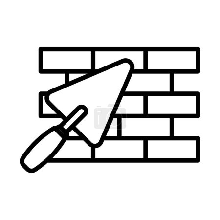 Illustration for Icon Of Brick Wall With Trowel. Bold outline design with editable stroke width. Vector Illustration. - Royalty Free Image