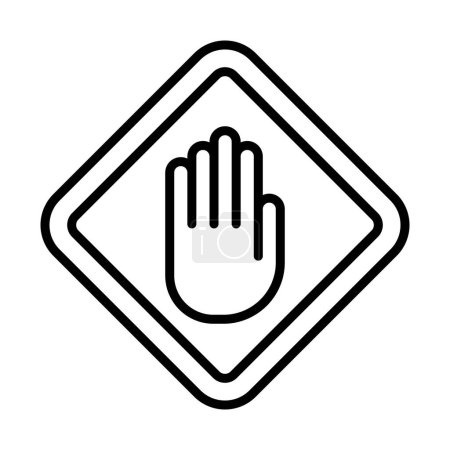 Ikone der warnenden Hand. Kühnes Outline-Design mit editierbarer Strichbreite. Vektorillustration.