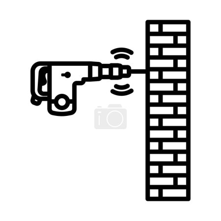 Illustration for Icon Of Perforator Drilling Wall. Bold outline design with editable stroke width. Vector Illustration. - Royalty Free Image