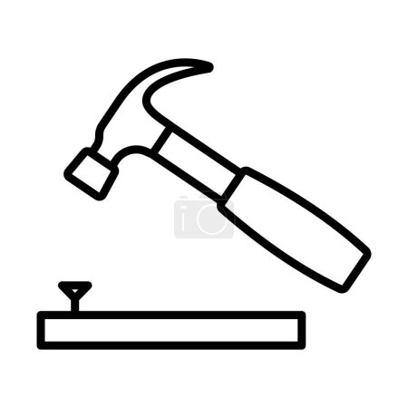 Ikone des Hammer Beat To Nail. Kühnes Outline-Design mit editierbarer Strichbreite. Vektorillustration.