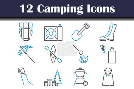 Camping Icon Set. Editable Bold Outline With Color Fill Design. Vector Illustration.