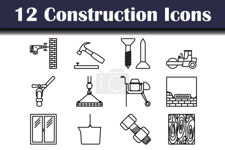 Construction Icon Set. Bold outline design with editable stroke width. Vector Illustration.