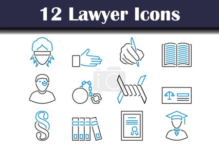 Lawyer Icon Set. Editable Bold Outline With Color Fill Design. Vector Illustration.