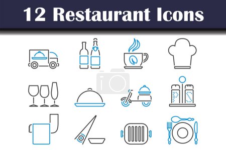 Illustration for Restaurant Icon Set. Editable Bold Outline With Color Fill Design. Vector Illustration. - Royalty Free Image