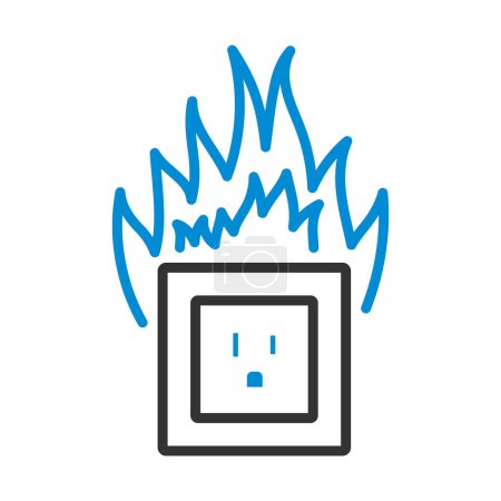 Illustration for Electric Outlet Fire Icon. Editable Bold Outline With Color Fill Design. Vector Illustration. - Royalty Free Image