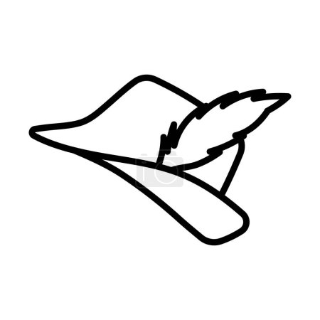 Icon Of Hunter Hat With Feather. Bold outline design with editable stroke width. Vector Illustration.