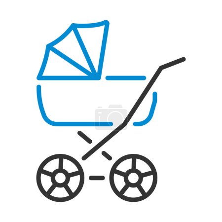 Pram Icon. Editable Bold Outline With Color Fill Design. Vector Illustration.