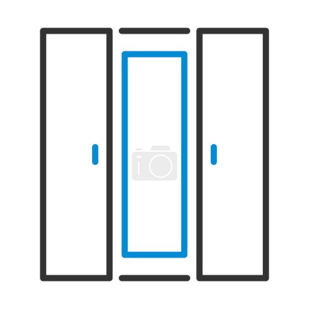 Wardrobe With Mirror Icon. Editable Bold Outline With Color Fill Design. Vector Illustration.