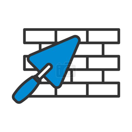 Illustration for Icon Of Brick Wall With Trowel. Editable Bold Outline With Color Fill Design. Vector Illustration. - Royalty Free Image