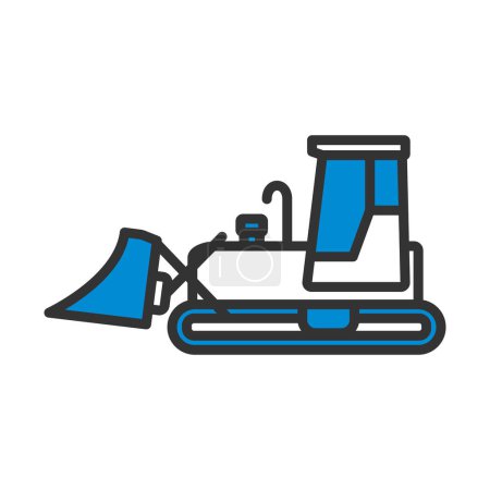 Icon Of Construction Bulldozer. Editable Bold Outline With Color Fill Design. Vector Illustration.