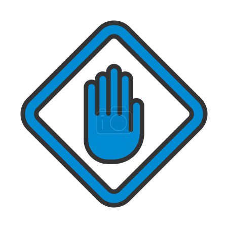 Icon Of Warning Hand. Editable Bold Outline With Color Fill Design. Vector Illustration.