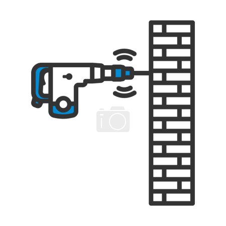 Illustration for Icon Of Perforator Drilling Wall. Editable Bold Outline With Color Fill Design. Vector Illustration. - Royalty Free Image