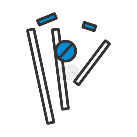 Cricket Wicket Icon. contour audacieux modifiable avec la conception de remplissage de couleur. Illustration vectorielle.