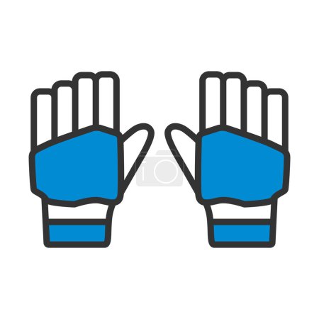Paire de gants de cricket Icône. contour audacieux modifiable avec la conception de remplissage de couleur. Illustration vectorielle.
